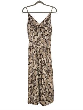 Snakeskin Print Slip Dress Neutral Animal Safari Boho Feminine lightweight midi